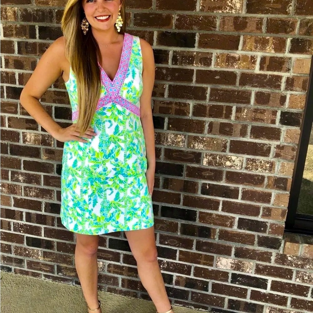 Lilly Pulitzer NWT Lanora Stretch Shift Dress Fresh Citrus Keep Palm - Picture 6 of 10